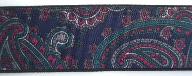 Navy Paisley 1 3/8 Inch Belt Elastic