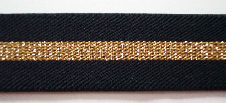 Black/Gold 1" Elastic