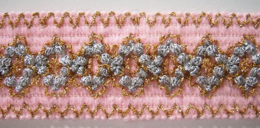 Pink/Gold/Silver Metallic 2" Elastic