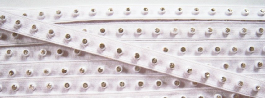 White/Rhinestone On 3/8 Inch Elastic