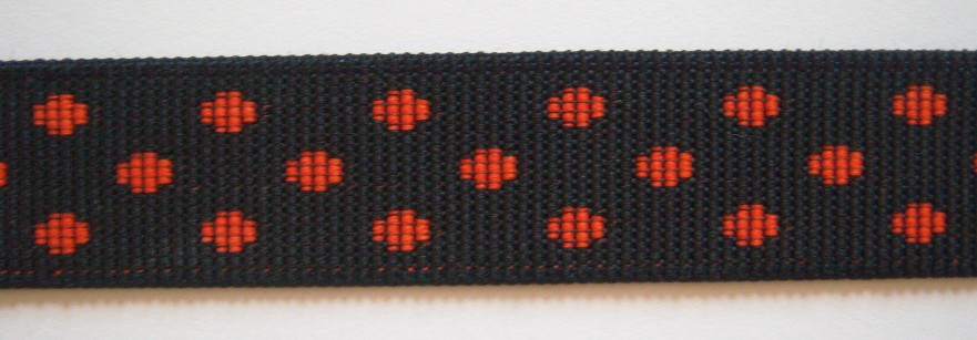 Black/Orange Dot 1" Elastic