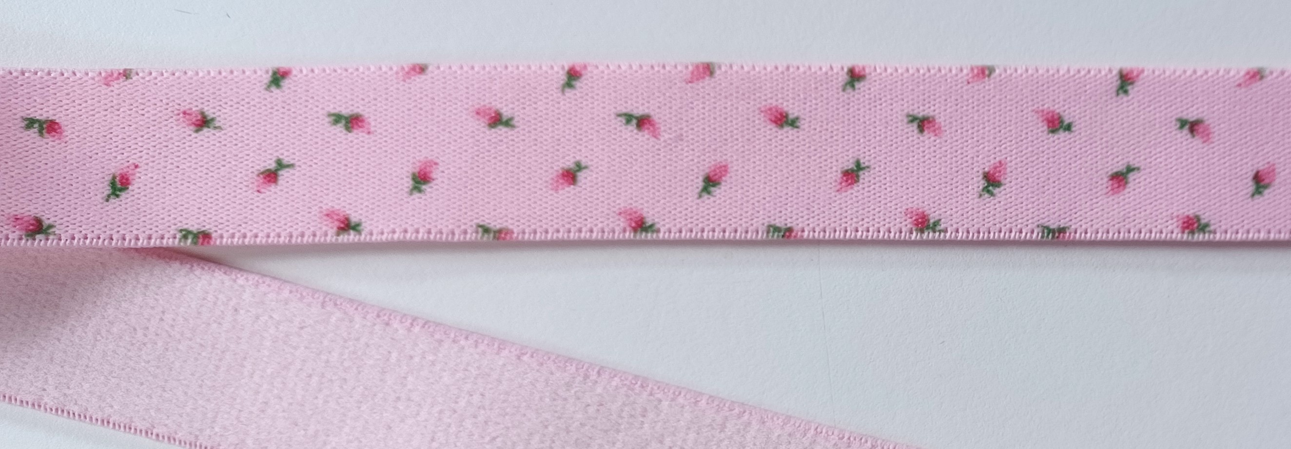 Pink Rosebud 1 Inch Sponge Back Elastic
