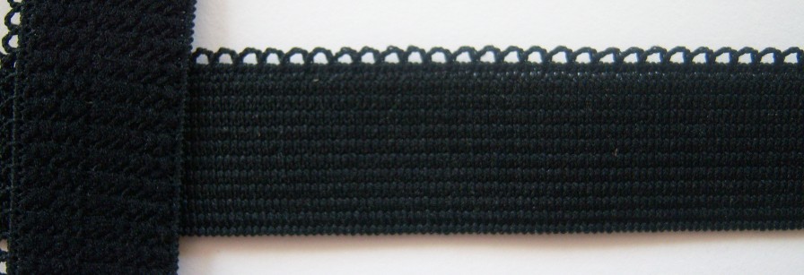 Black Picot 7/8 Inch Sponge Back Elastic
