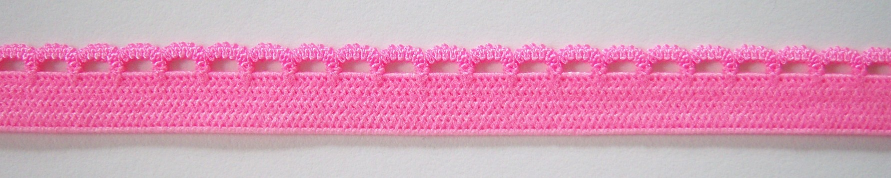 Bright Pink 3/8 Inch Picot Elastic
