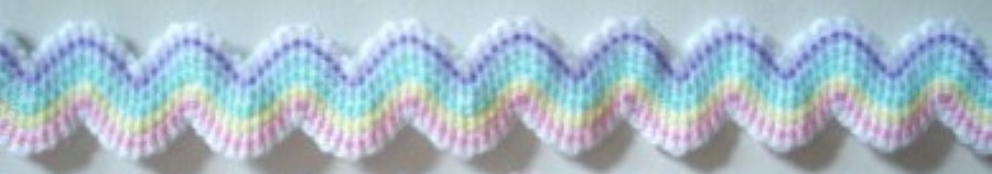 White Pastel Stripe 9/16 Inch Wavy Elastic