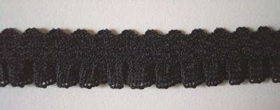 Black 3/4 Inch Ruffled Elastic