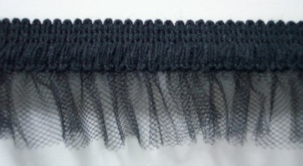 Black Ruffled Tulle 1 1/4 Inch Elastic