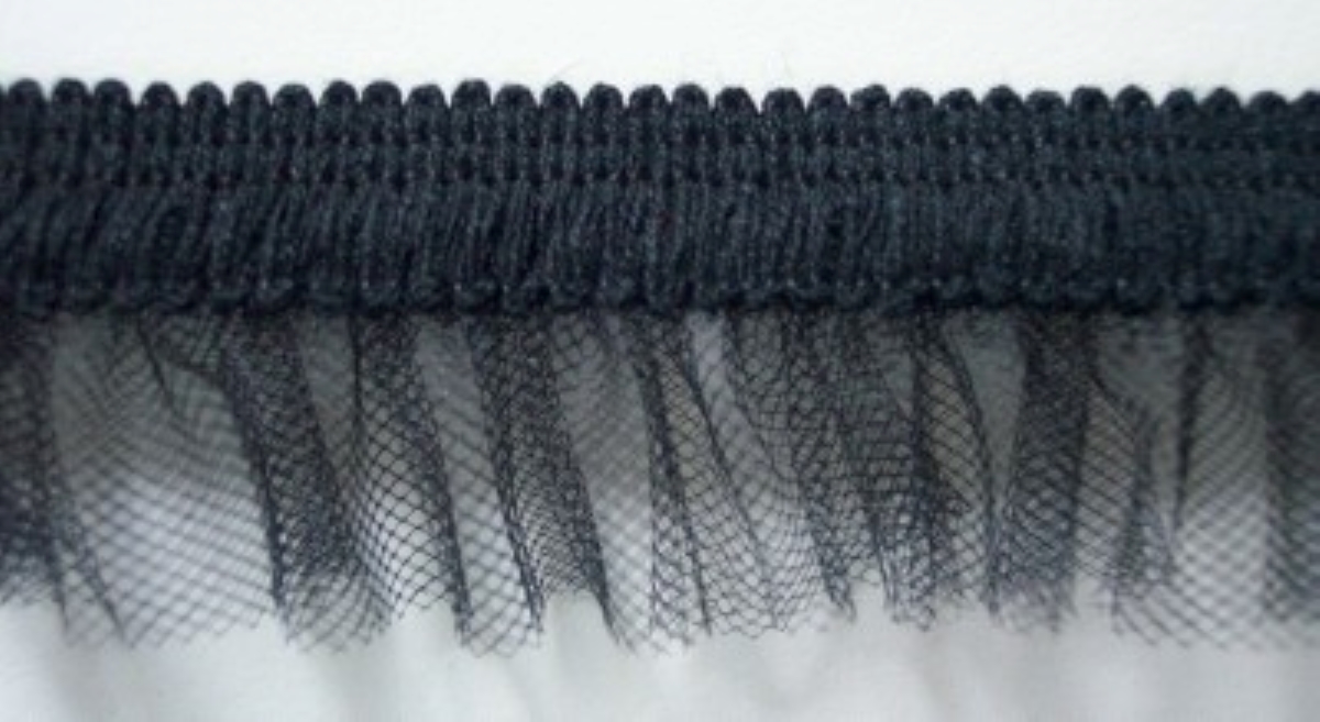 Black Ruffled Tulle 1 1/4" Elastic