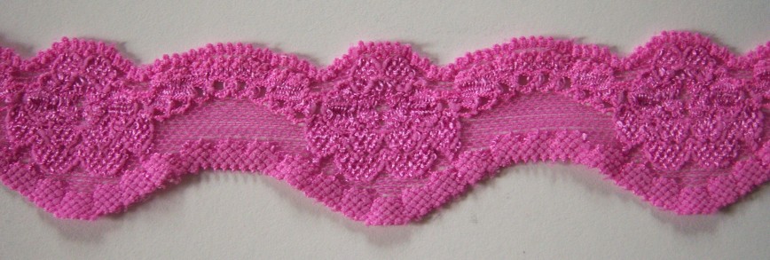 Fuchsia Scallop 1 1/2" Stretch Lace