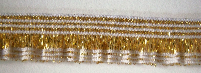 Gold/White 9/16 Inch Ruffled Elastic