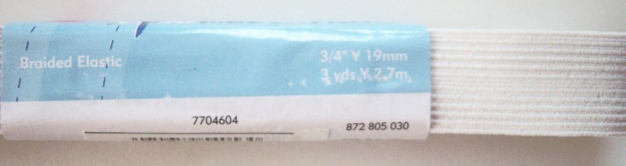 White 3/4 Inch Elastic Hank