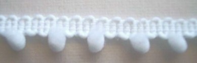 White 1/2" Pom Pom Fringe