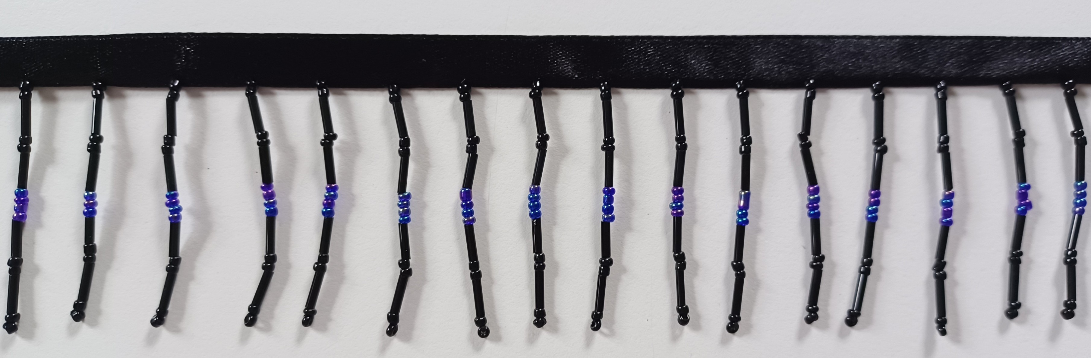 Black/Blue Glass 1 1/2" Bead Fringe