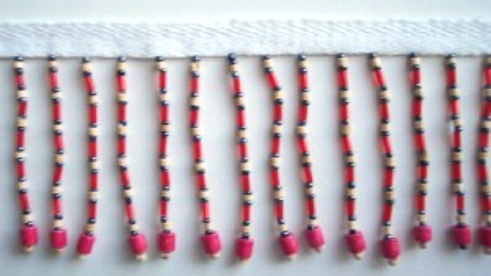 Pink/Nat. Wood/Red Bead Fringe