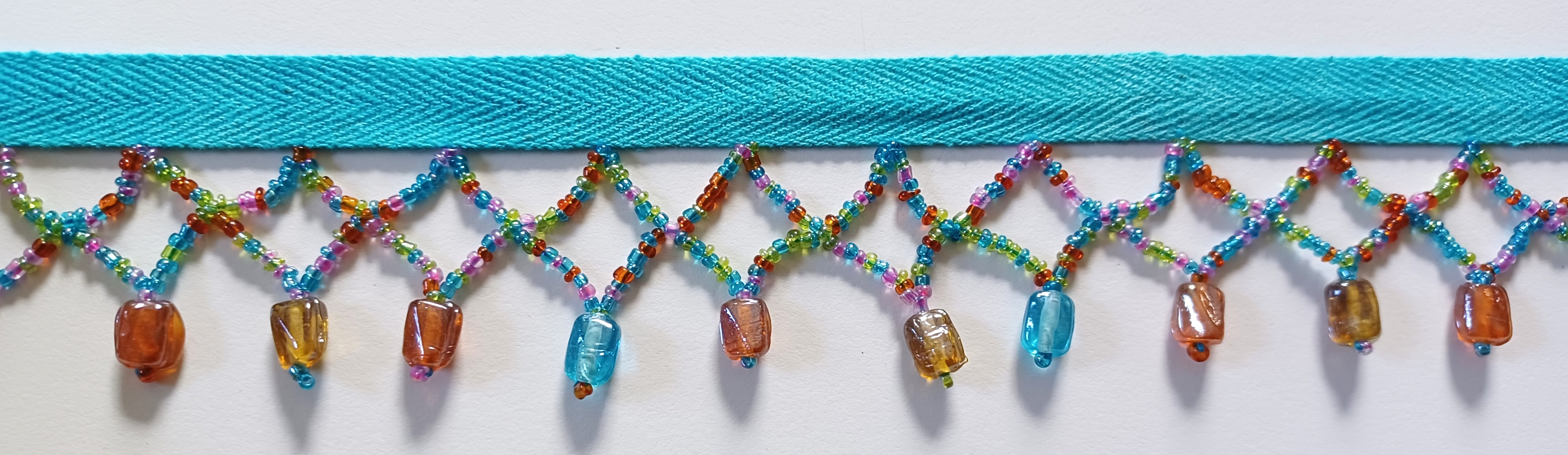 Conso Aqua/Amber 1 1/4" Bead Fringe