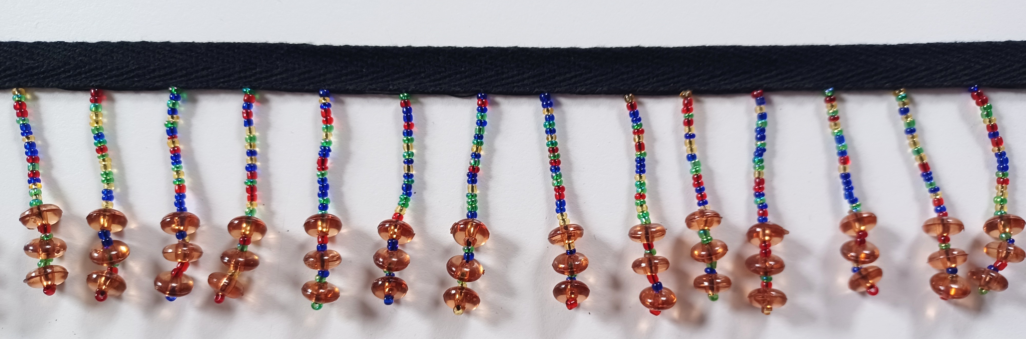 Multi Seed/Amber 1 3/4" Bead Fringe
