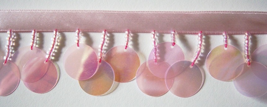 Pink Iridescent Round Sequin Fringe