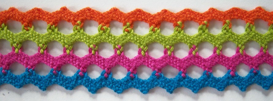 Orange/Lime/Rasberry/Cyan 1 3/8" Braid