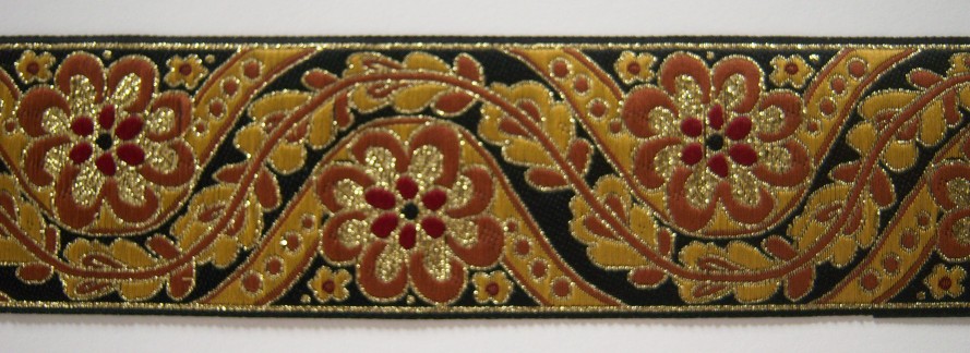 Black/Gold/Rust 2" Jacquard