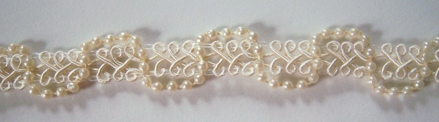 Ivory Wavy Pearls 5/8" Trim