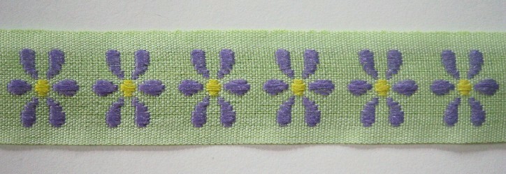 Mint/Orchid Daisy 7/8 Inch Jacquard
