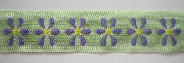 Mint/Orchid Daisy 7/8" Jacquard