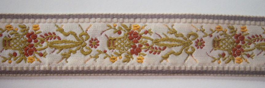 Beige/Flower Baskets 1 1/8 Inch Jacquard
