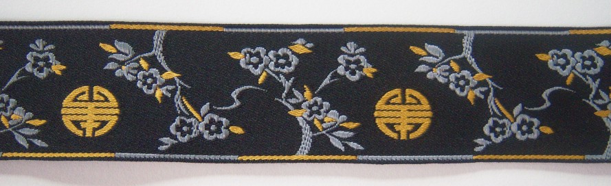 Black/Grey/Saffron 1 7/16 Inch Jacquard
