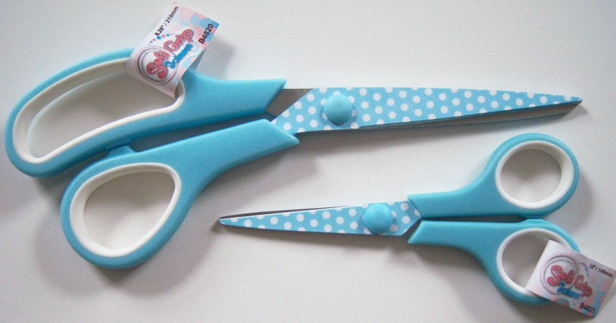 Soft Grip Blue Polka Dot Scissor Set