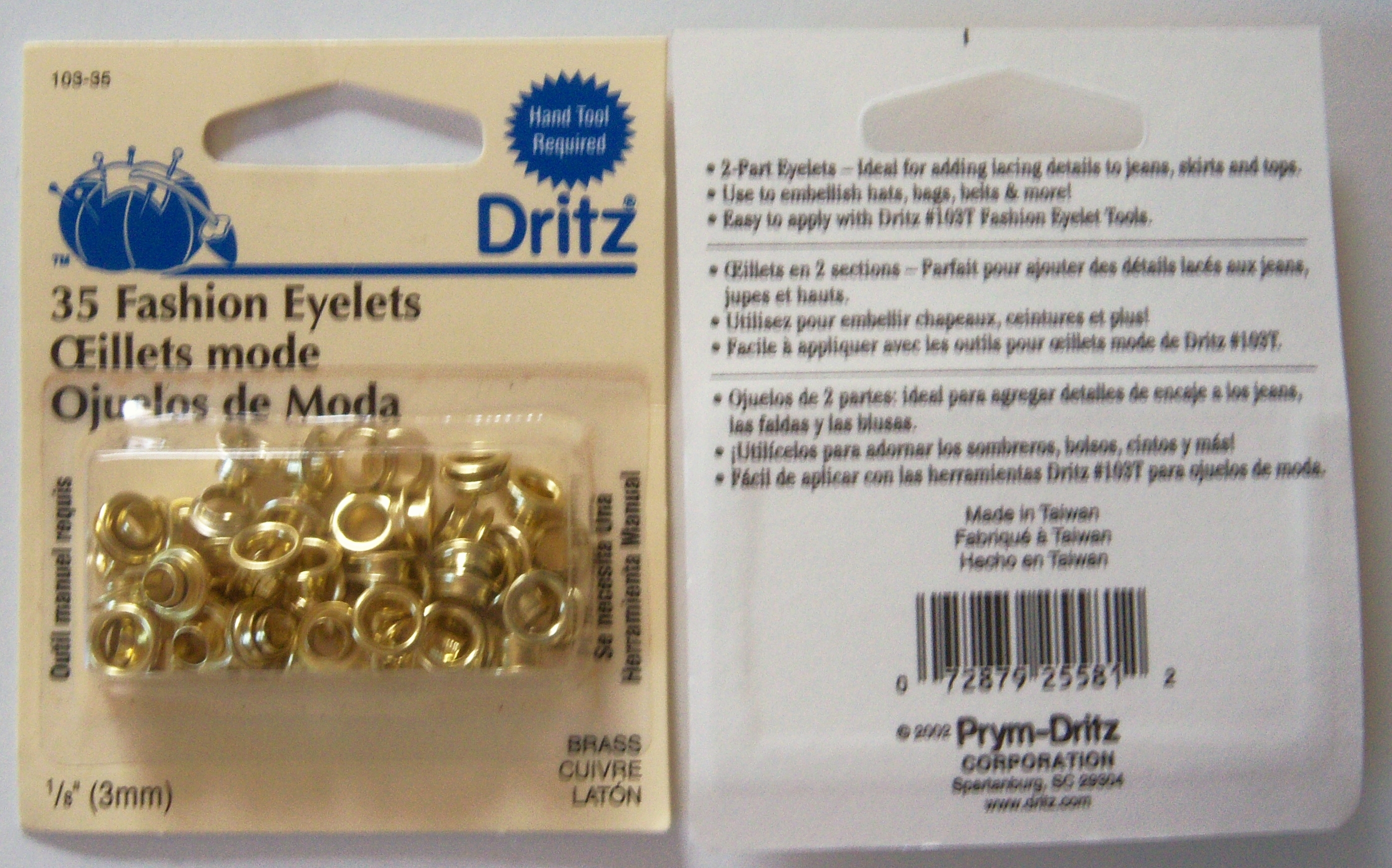 Prym Sewing 35 Fashion Brass Eyelets
