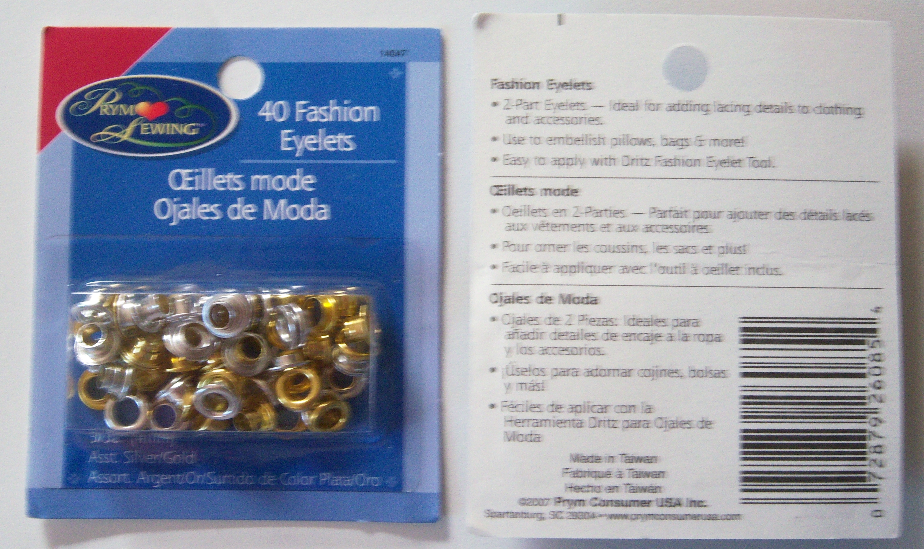 Prym Sewing 40 Fashion Silver/Gold Eyelets