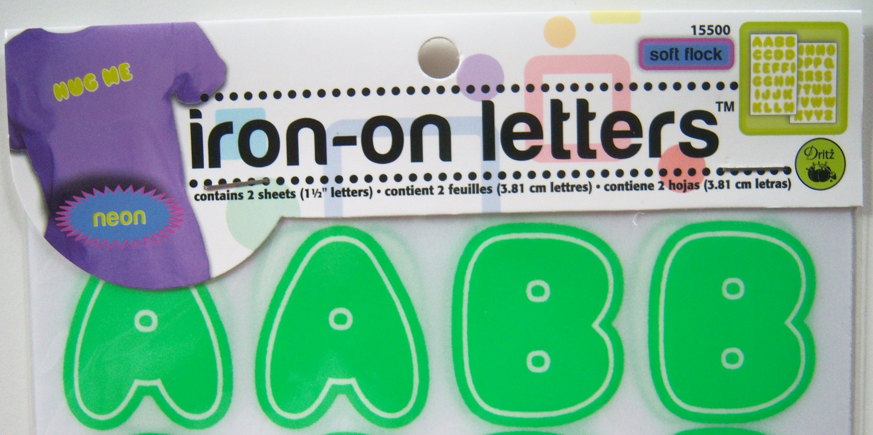 15500 Dritz Neon Green Iron on Letters