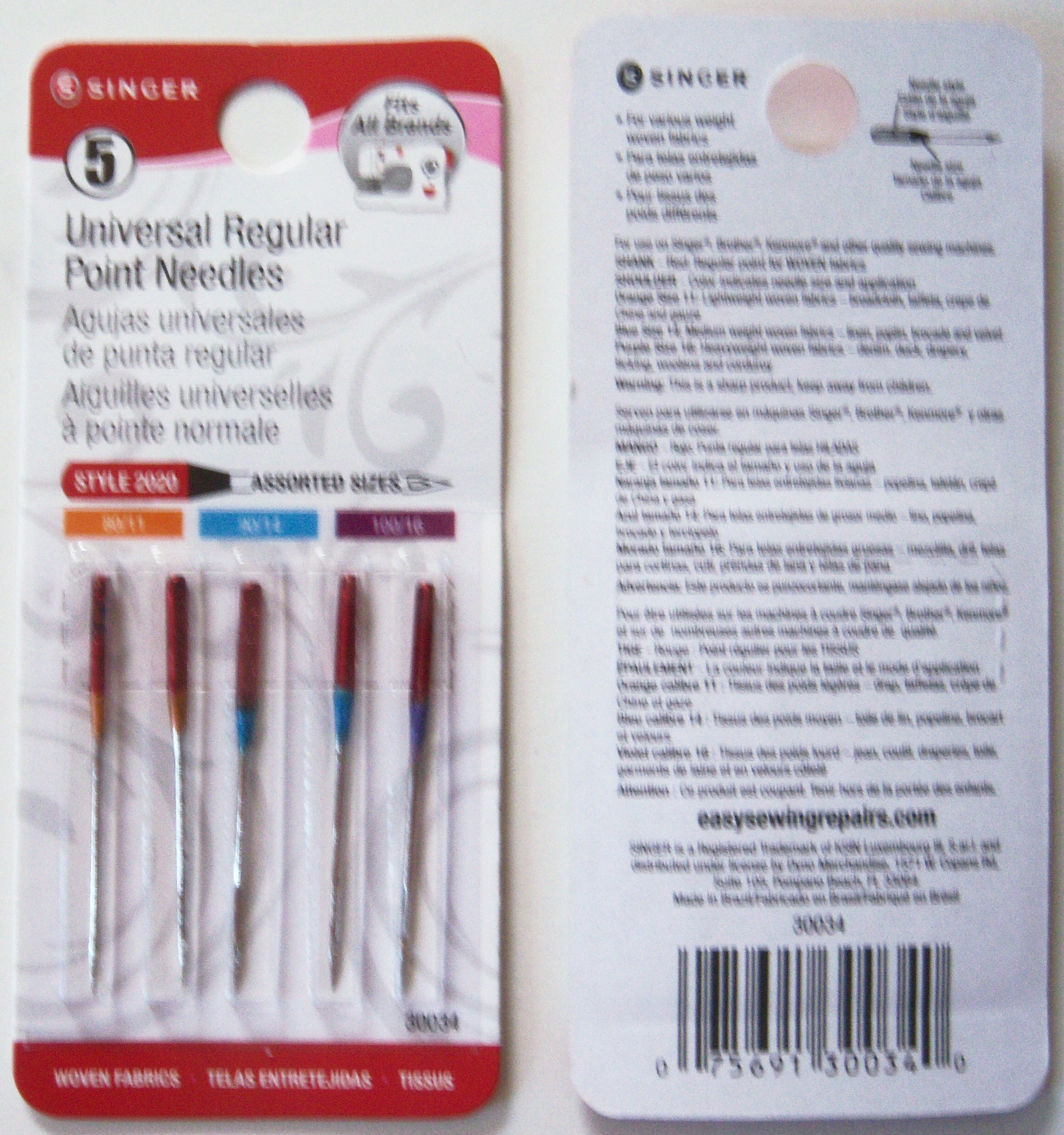 30034 Singer 5 Universal Regular Needles 11/14/16