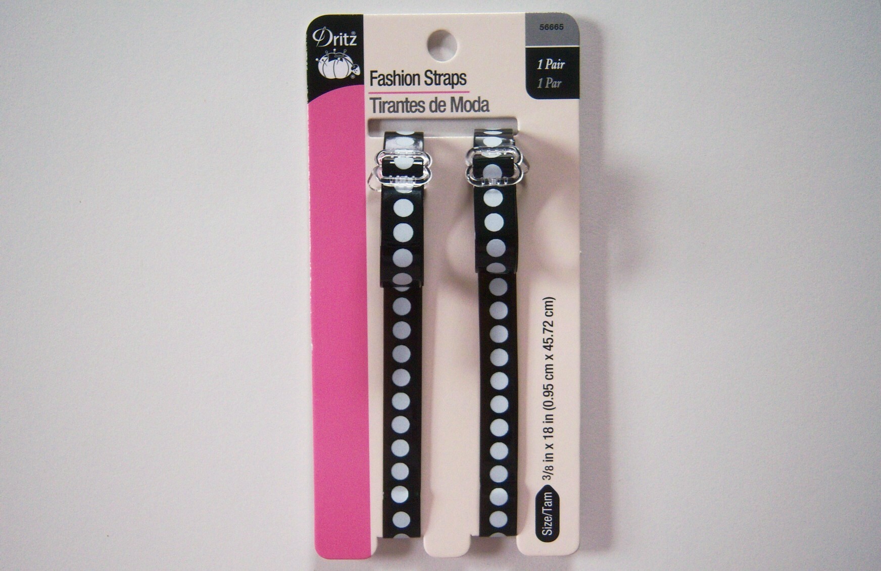 56665 Dritz Black/White Dots Vinyl Bra Straps