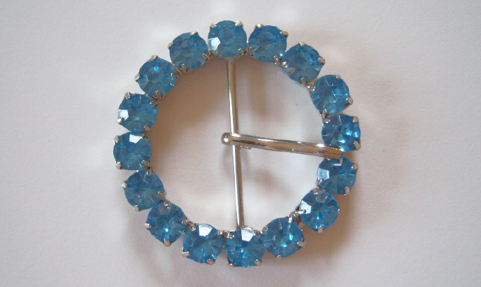 Blue Crystals Round Buckle