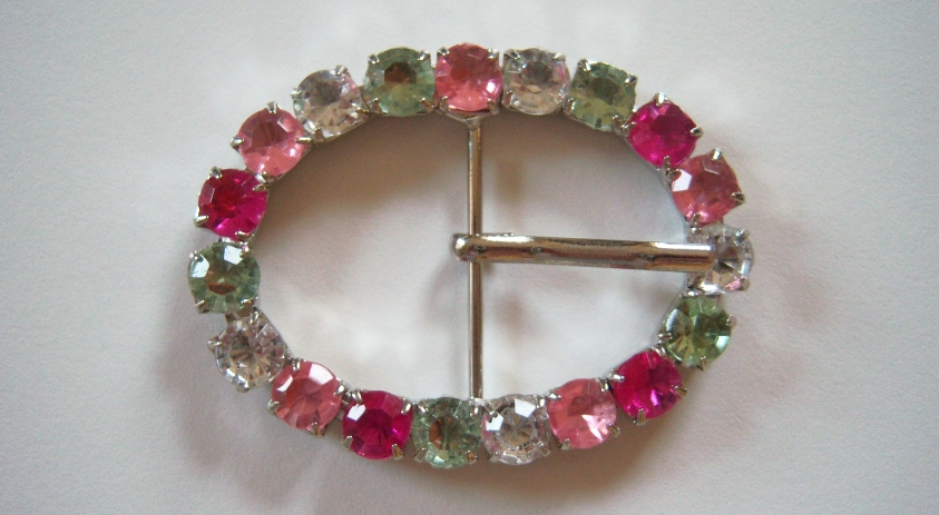 Pink, Fuschia, Light Green Oval Buckle