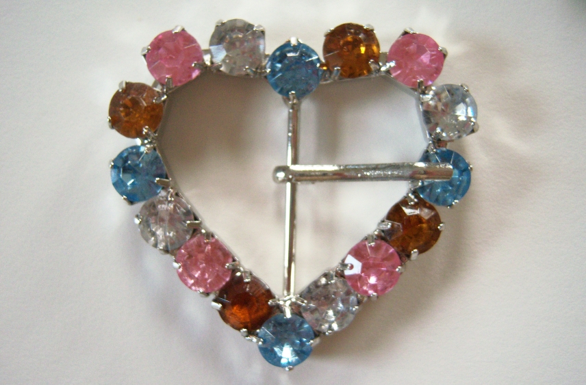 Multi Crystal Heart Buckle