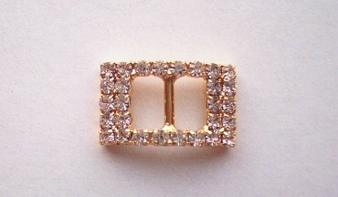 Gold Rhinestone 1/2" x 3/4" Rectangle Buckle