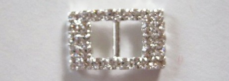 Silver Rhinestone 1/2" x 3/4" Rectangle Buckle