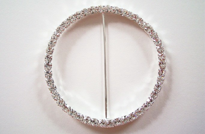 Silver Austrian Crystal 2 5/8"" Round Buckle