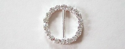 Silver Rhinestone 3/4" Round Buckle