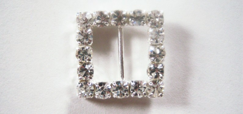 Silver Rhinestone 3/4" Square Buckle