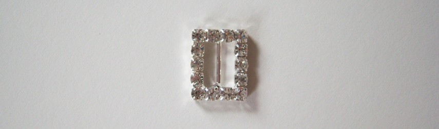 Silver Rhinestone 9/16" x 3/4" Square Buckle