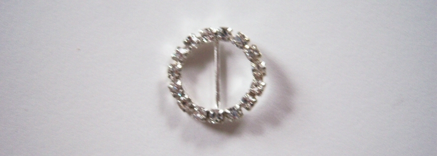 Silver Rhinestone 3/4" Round Buckle