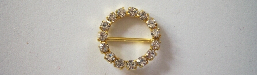 Gold Rhinestone 3/4" Round Buckle