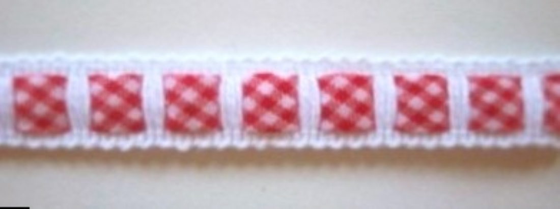 White/Red Gingham 7/16" Braid