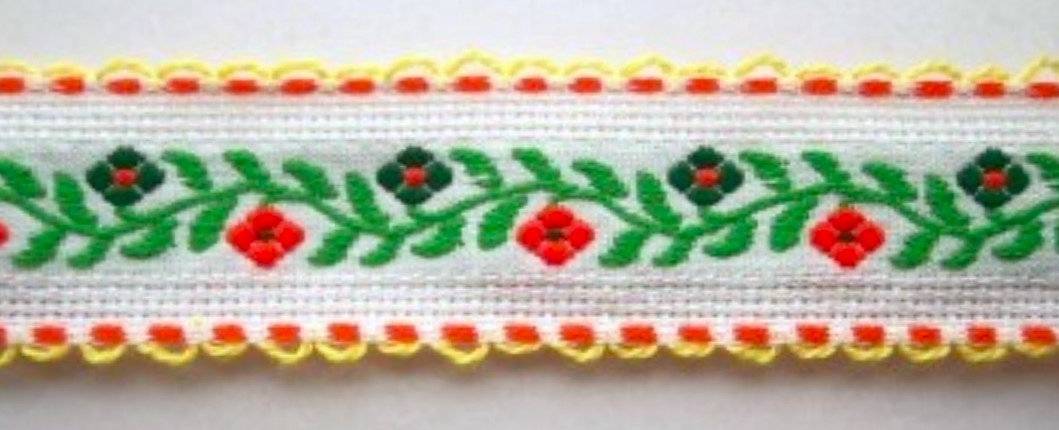 White/Orange 7/8 Inch Jacquard