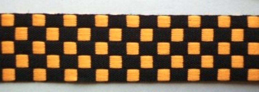 Black/Orange Check 7/8" Jacquard