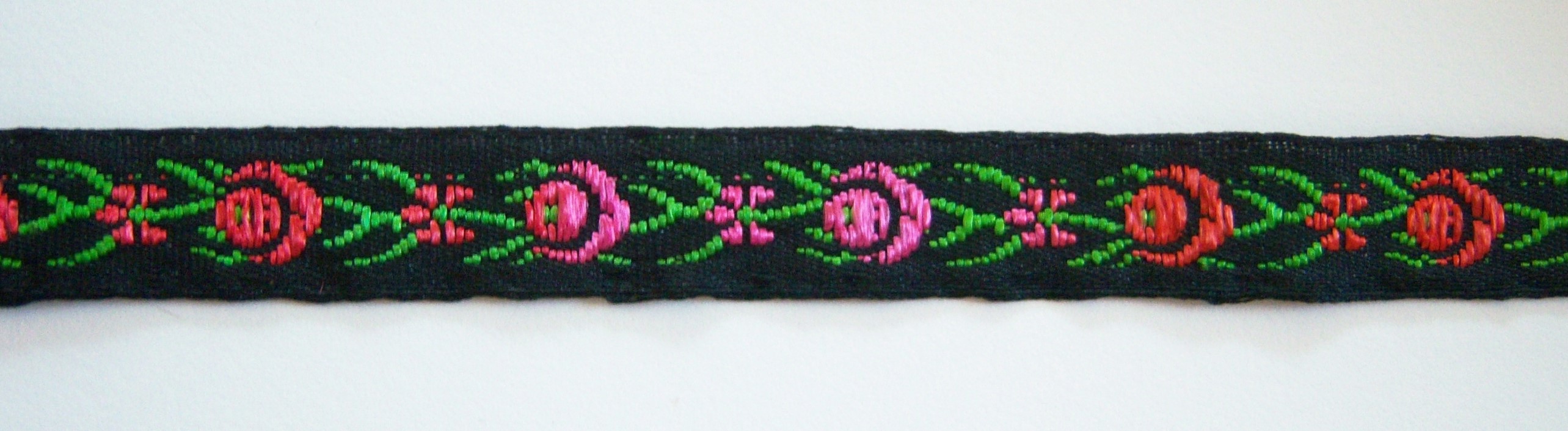 Black/Red/Pink 7/16 Inch Jacquard
