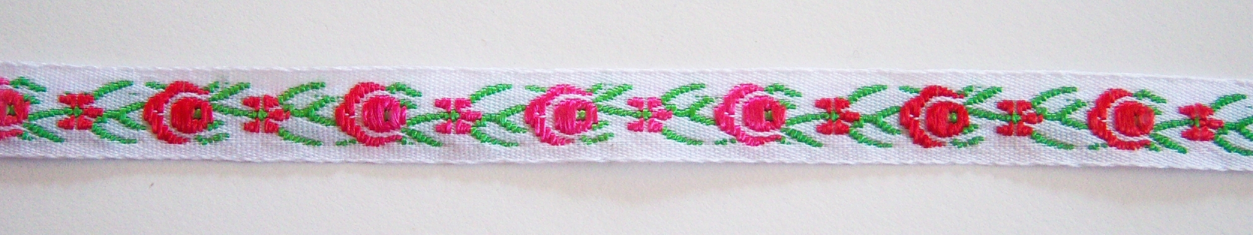White/Pink/Red 7/16 Inch Jacquard